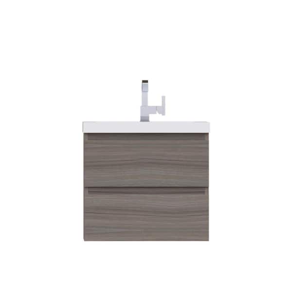 Alya Bath Paterno 24 in. W x 19 in. D Wall Mount Bath Vanity in Gray with Acrylic Vanity Top in White with White Basin