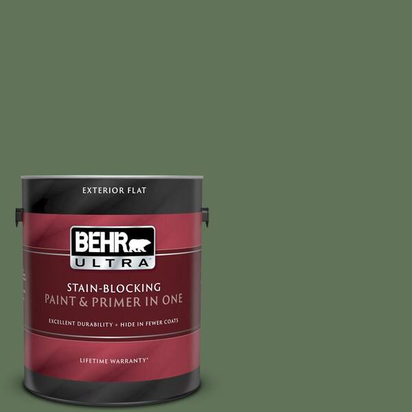 BEHR ULTRA 1 gal. #UL210-18 Scallion Flat Exterior Paint and Primer in One