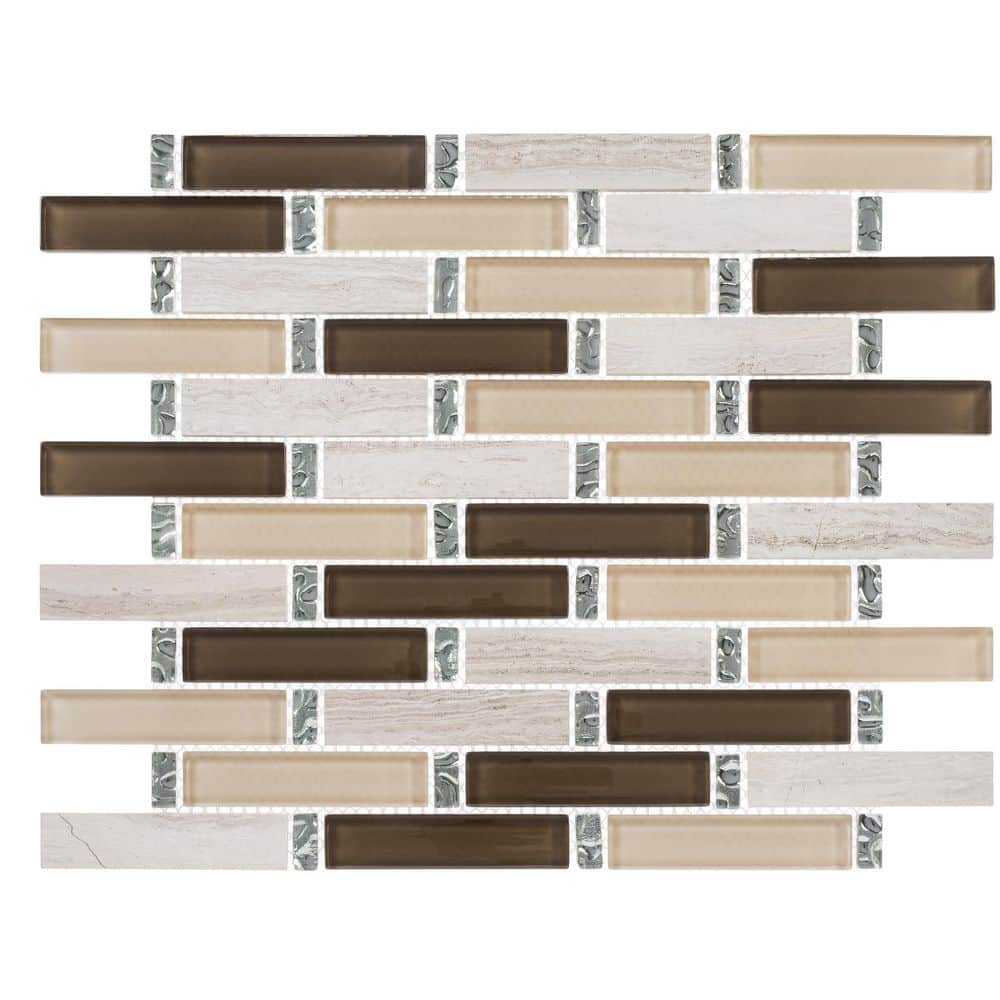 Saga Epic Tan/Brown/Gray 5 in. x 6.5 in. Rectangle Smooth Glass and Stone M