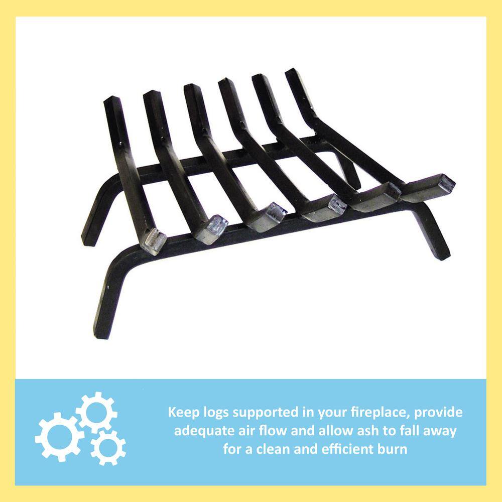 24-Inch Black Steel Tapered Hearth Grate