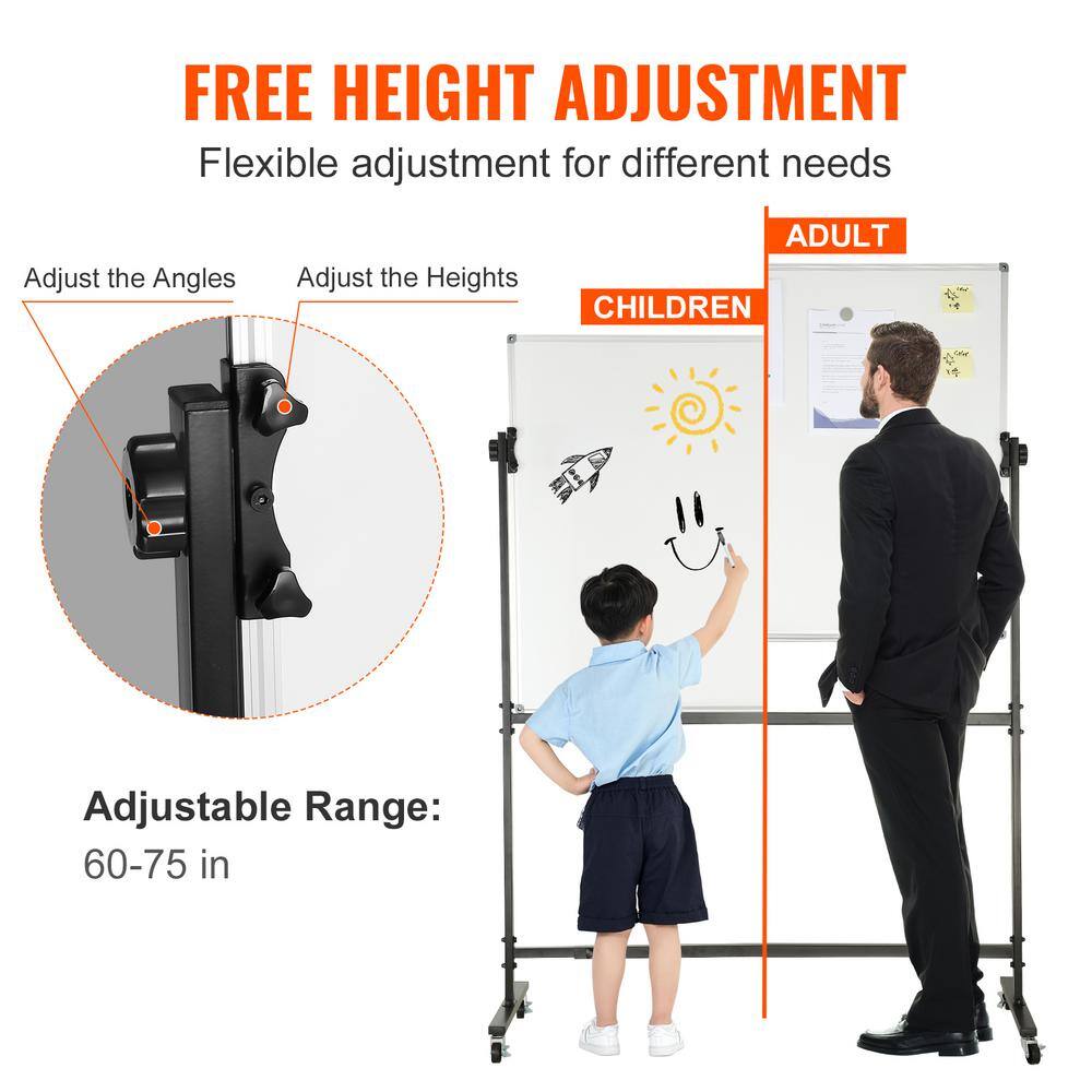 VEVOR 24" x 18" White Magnetic Rolling Freestanding Whiteboard