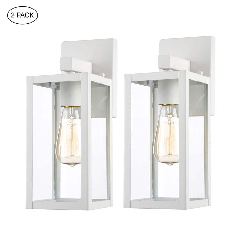 2-pk 1-light outdoor wall light with clear glass and White finish, 1*E26 price history on PriceWatchPro