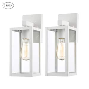 Martin 13 in. 1-Light White Hardwired Outdoor Wall Lantern Sconce(2-Pack)