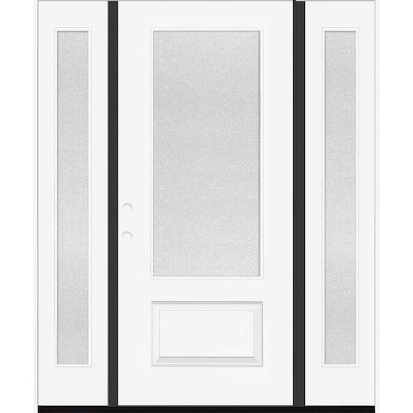 Steves & Sons Palisade 68 in. x 80 in. 3/4L MicroGranite Impact Glass RHIS Unfinished Fiberglass Prehung Front Door w/ 14 in. SL4-9/16