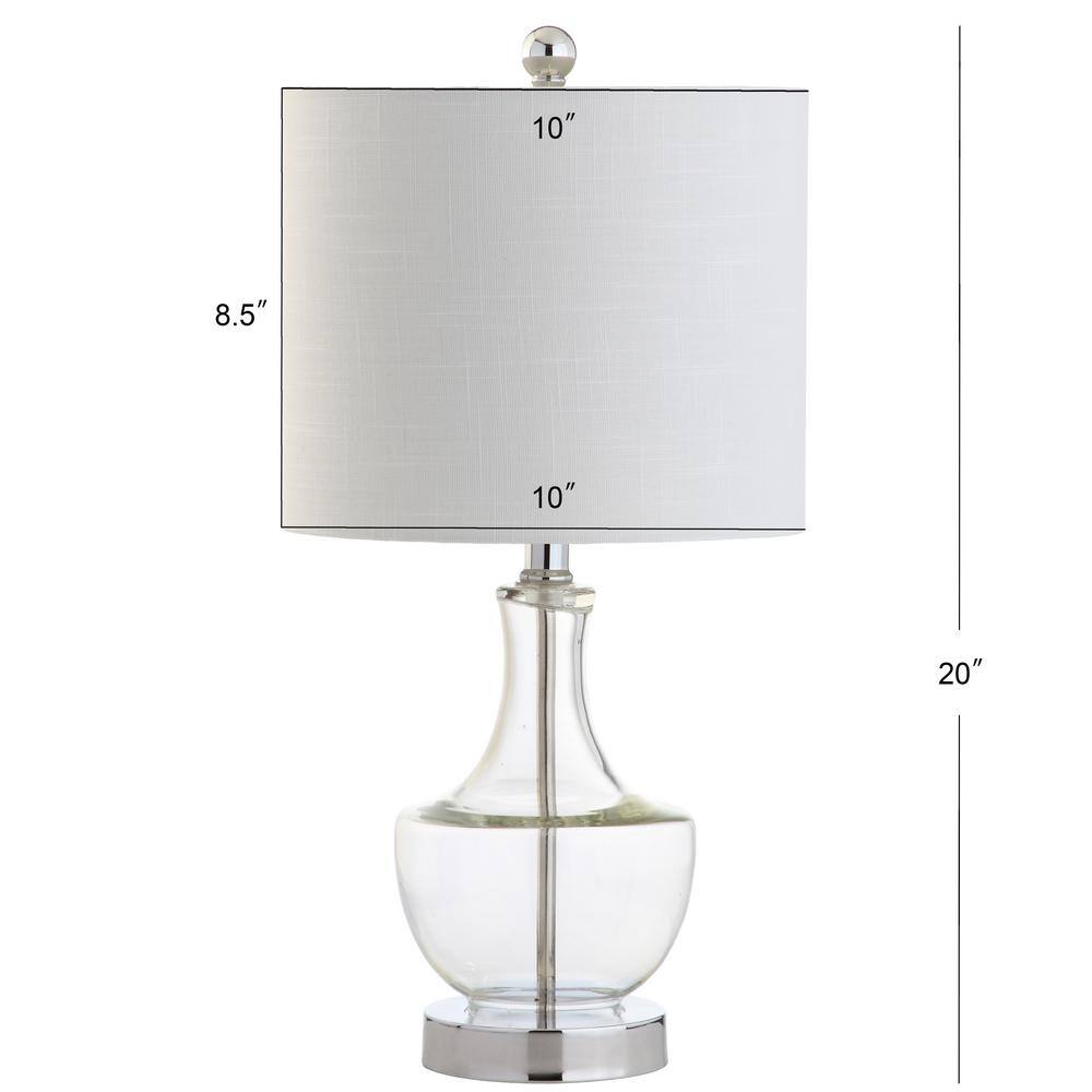 Colette 20" Clear Glass Mini Table Lamp with White Linen Shade