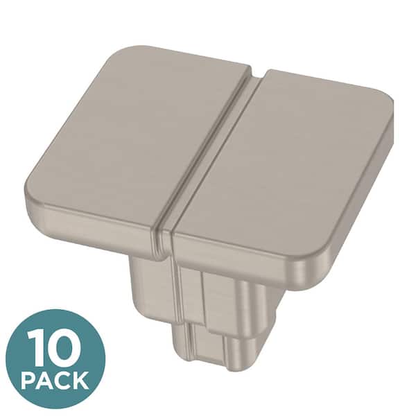 Liberty 10-Pack Art Deco Streamline 1-3/16 in. (30 mm) Modern Satin Nickel Square Cabinet Knobs