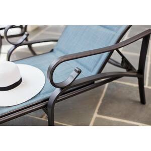 Crestridge Steel Padded Sling Outdoor Patio Chaise Lounge in Conley Denim (2-Pack)