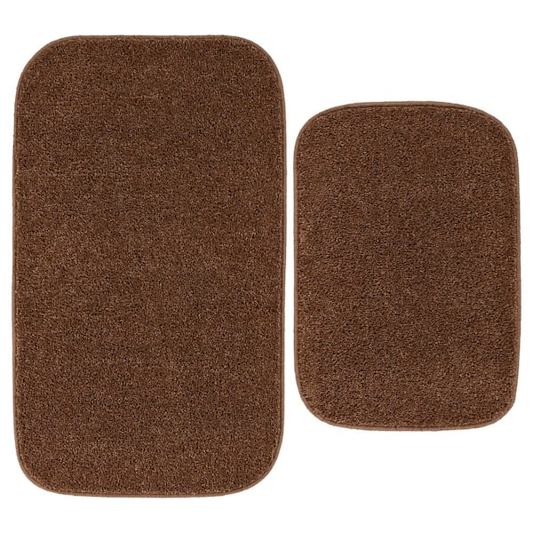 Garland Rug Gramercy Cinnamon Brown Solid Plush Rectangle 2-Piece Bath Rug Set