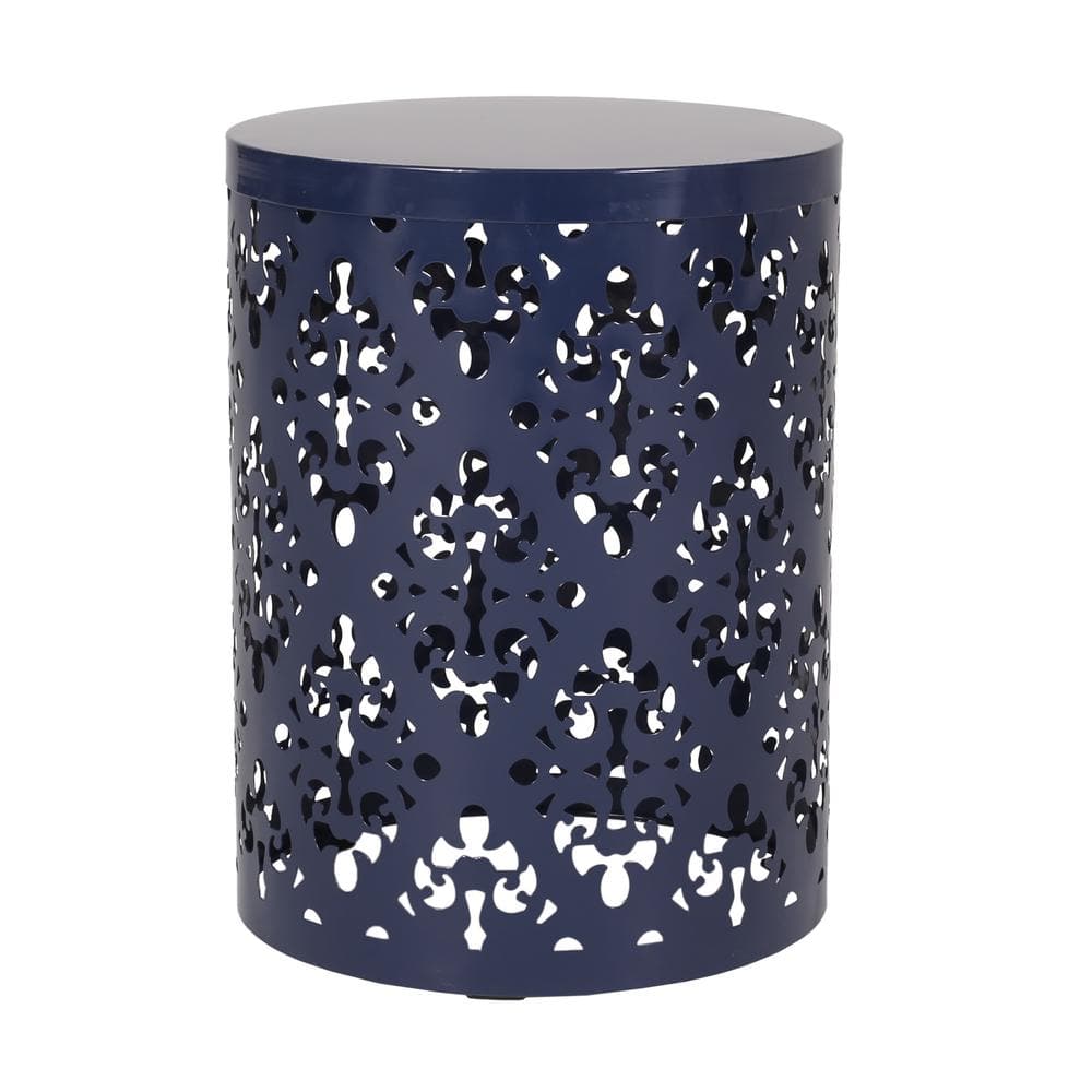 Unique Design Antique Navy Blue Metal Round Side Table for Any Outdoor Spac