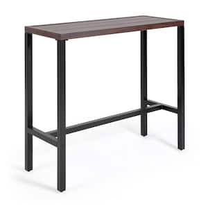 39 in. L x 15 in. W x 38 in. H Metal Outdoor Bar Table - Brown Top