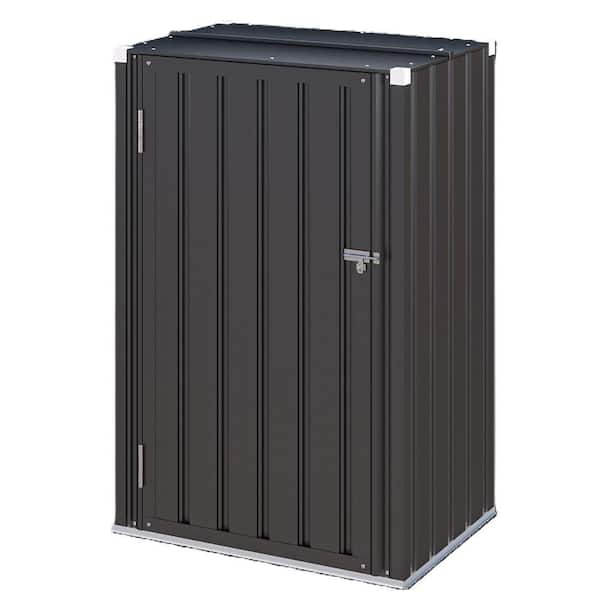 21.6 in. W x 29.9 in. D x 56.7 in. H Black Metal Outdoor Storage Cabinet, Tools Storage Shed
