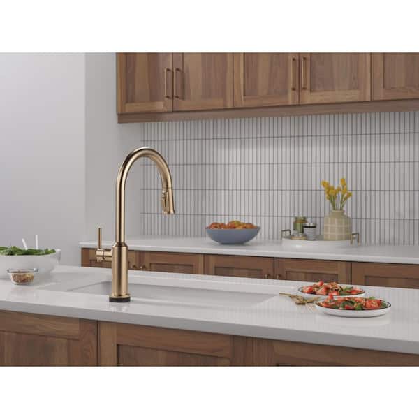 Cordova Touch2O Touchless Gold Champagne Bronze 17.63 in. H Pull Down Sprayer Kitchen Faucet 360° Swivel Spout