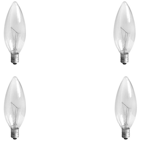 GE 25-Watt Incandescent B10 BC Blunt Tip Decorative Candelabra Base Crystal Clear Light Bulb (4-Pack)