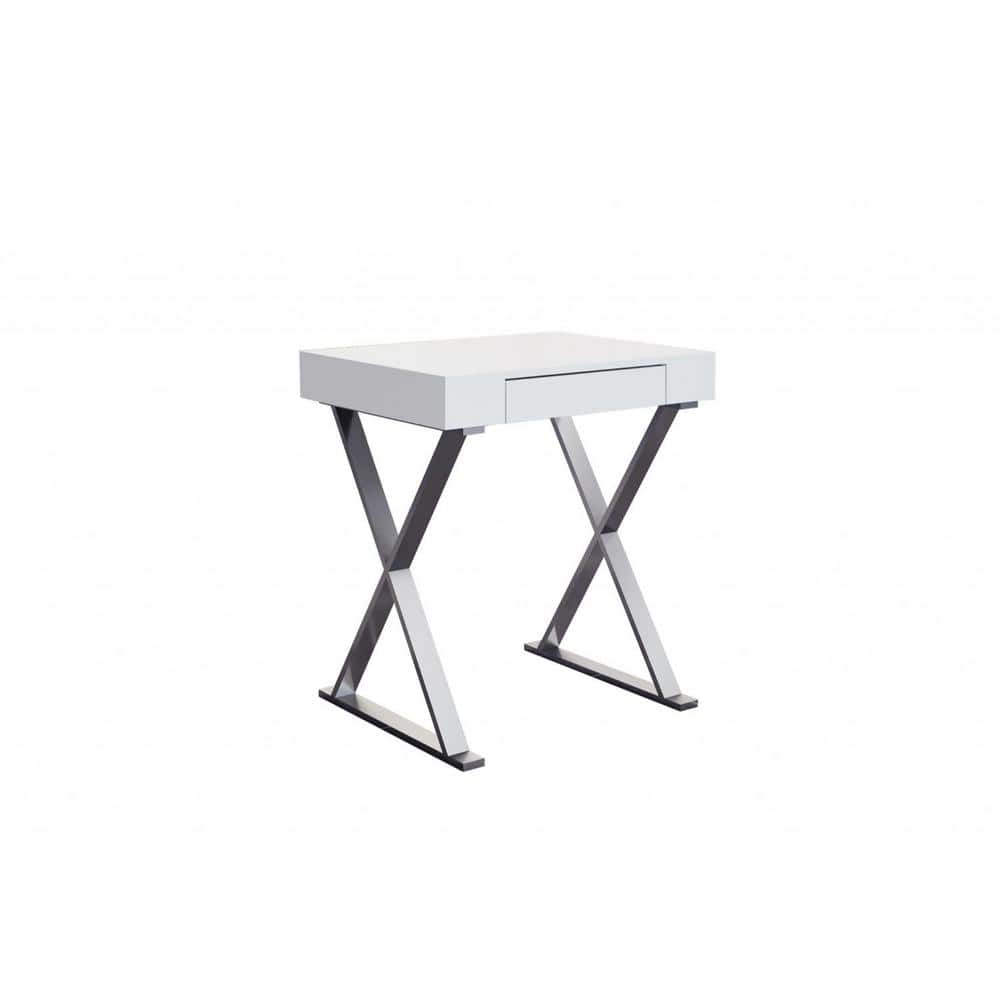 27 in. Rectangular White Steel 1-Drawer Computer Desks