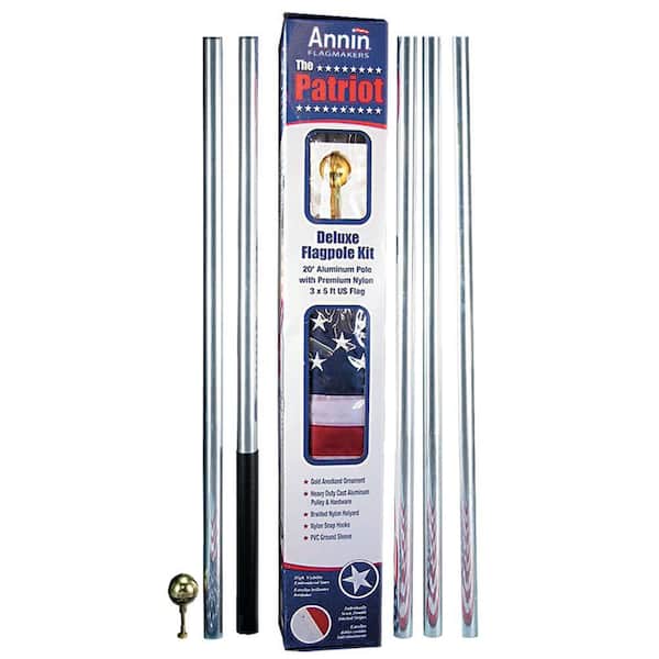 Annin Flagmakers The Patriot 20 ft. Aluminum Flagpole with 3 ft. x 5 ft. Nylon US Flag