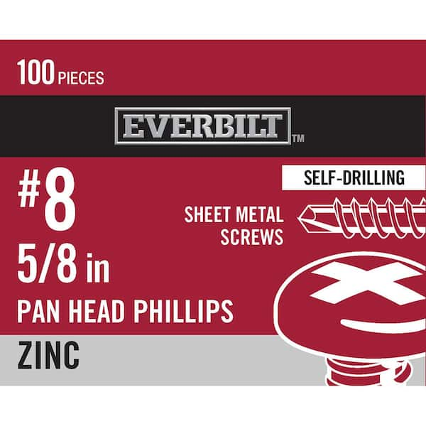 Everbilt #8 X 5/8 In. Zinc Plated Phillips Pan Head Sheet Metal Screw ...