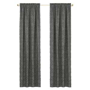 Blake Polyester Light Filtering Window Panel - 42 in. W x 63 in. L in Charcoal