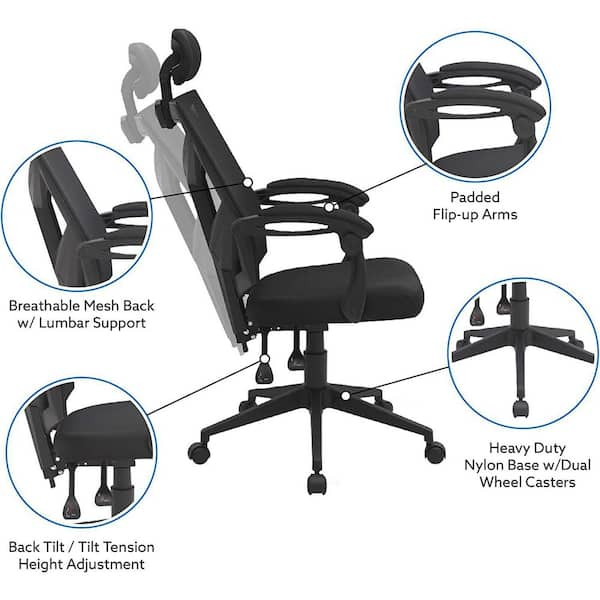 mesh office chair adjustable arms