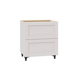 Shaker Assembled 30x34.5x24 in. 2-Drawer Base Cabinet with Metal Drawer Boxes in Vanilla White