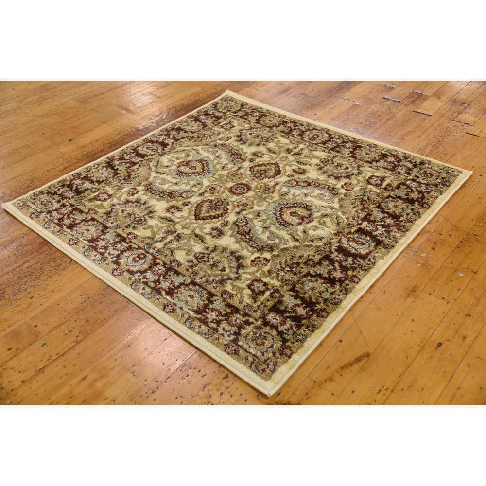 Handmade Ivory Cream 4' Square Synthetic Easy-Care Rug