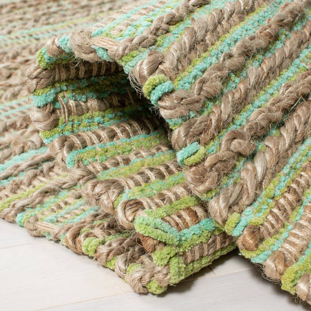 Green Hand-Knotted Cotton Square Area Rug