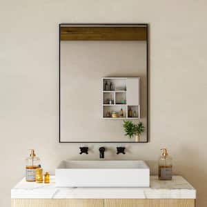 22 in. W x 30 in. H Rectangular Aluminum Framed Wall Bathroom Vanity Mirror in Black