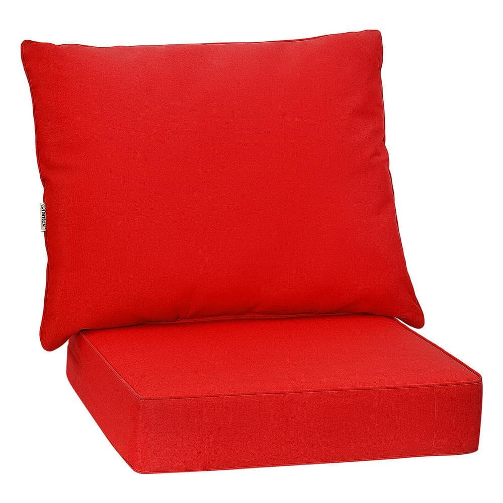 WELLFOR 25 in. x 25 in. 2-Piece Deep Seating Outdoor Lounge Chair Cushion  with Rope Belts in Red HW-HGY-67235RE - The Home Depot