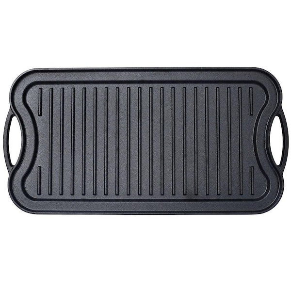 Pre-Seasoned Cast Iron Reversible Rectangular Grill/Griddle, Black, 20 in. x 10 in.