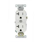 20 Amp Commercial Grade Tamper Resistant Side Wired Self Grounding Duplex Outlet, White