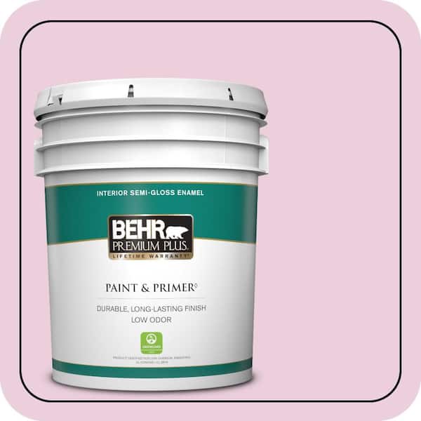BEHR PREMIUM PLUS 5 gal. #M130-2 Creamy Freesia Semi-Gloss Enamel Low Odor Interior Paint & Primer
