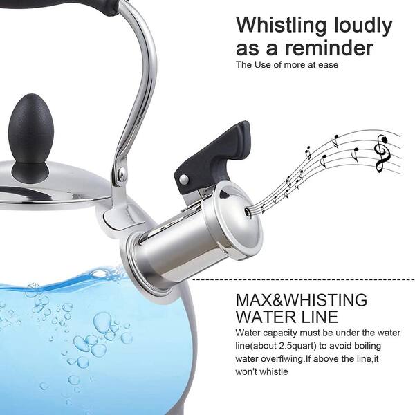 Creative Home 2.5 Quarts Stainless Steel Whistling Stovetop Tea