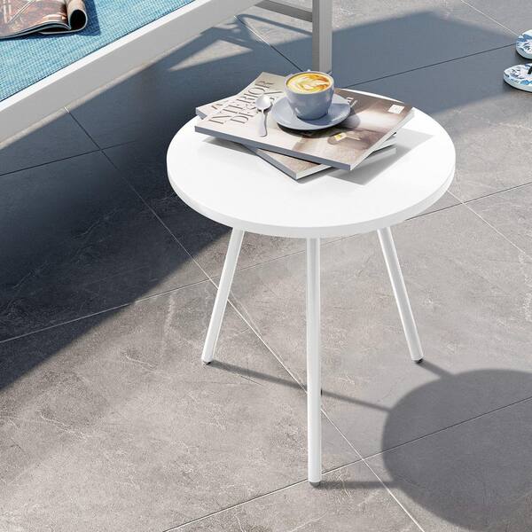 Crestlive Products 1Piece Metal Round Side Table in White CLTB015WHT
