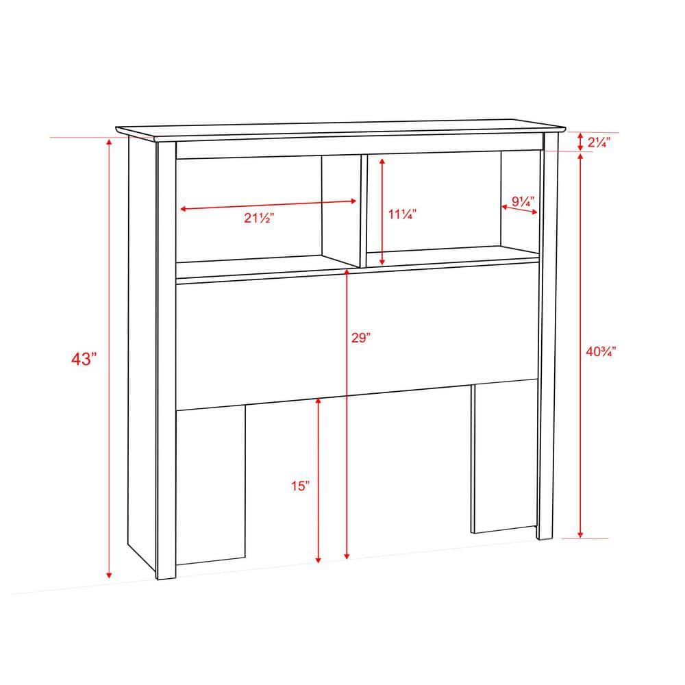 Black Twin Wood Bookcase Headboard with Storage