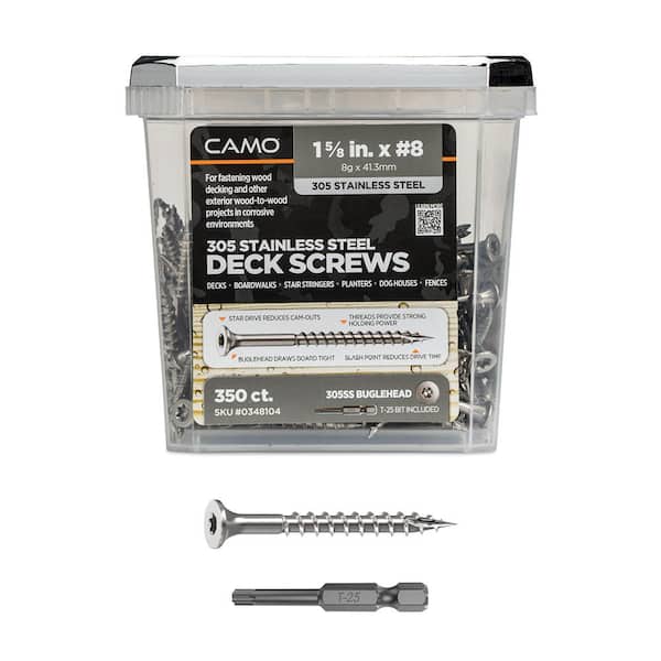 CAMO #8 1-5/8 in. 305 Stainless Steel Premium Star Drive Bugle-Head Deck Screws (350-Count)