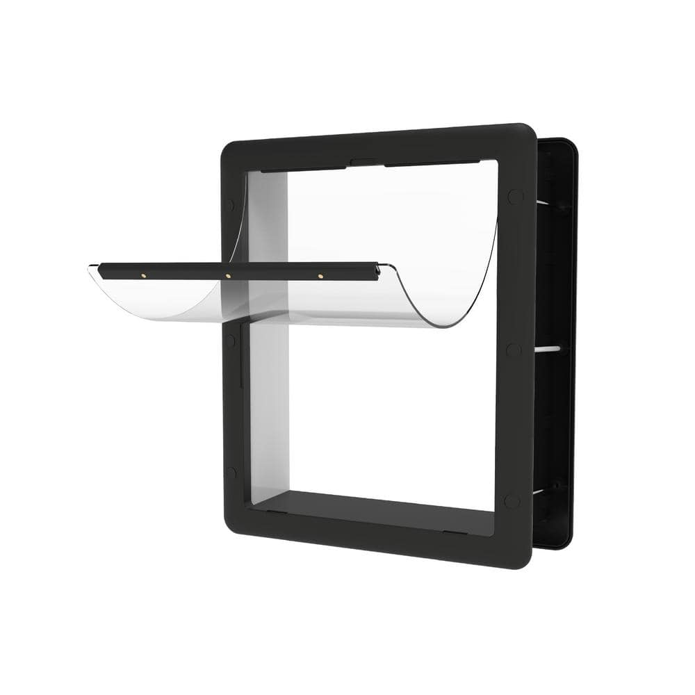 Medium Black ABS Pet Door with Lock for Cats and Dogs