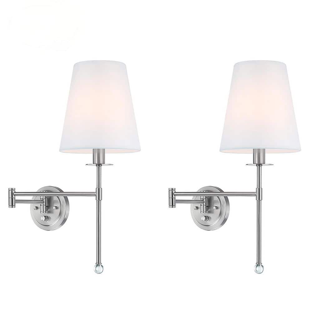 Hukoro Luna 1-Light Brushed Nickel Plug-In Swing Arm Wall Lamp