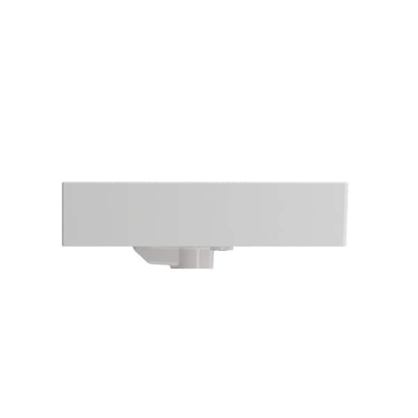 Milano Wall-Mounted White Fireclay Bathroom Sink 24 in. 1-Hole with Overflow