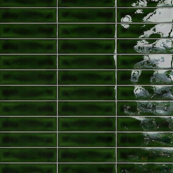 Sierra Victorian Green 2.95 in. X 11.81 in. Glossy Ceramic Subway Wall Tile (6.35 sq. ft./Case)
