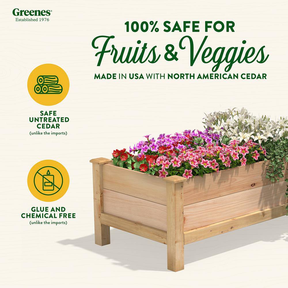 Natural Cedar Raised Garden Bed with Drainage Hole, 24"D x 48"W x 19"H