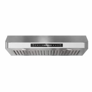 30 in. 600 CFM Ducted Under Cabinet Range Hood in Silver with Triple Controls Touch Display and 2-way venting