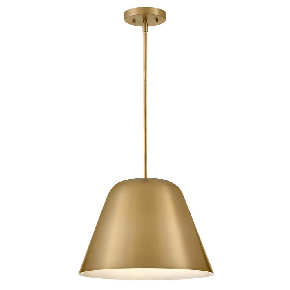 Lacquered Brass LED Drum Pendant Light