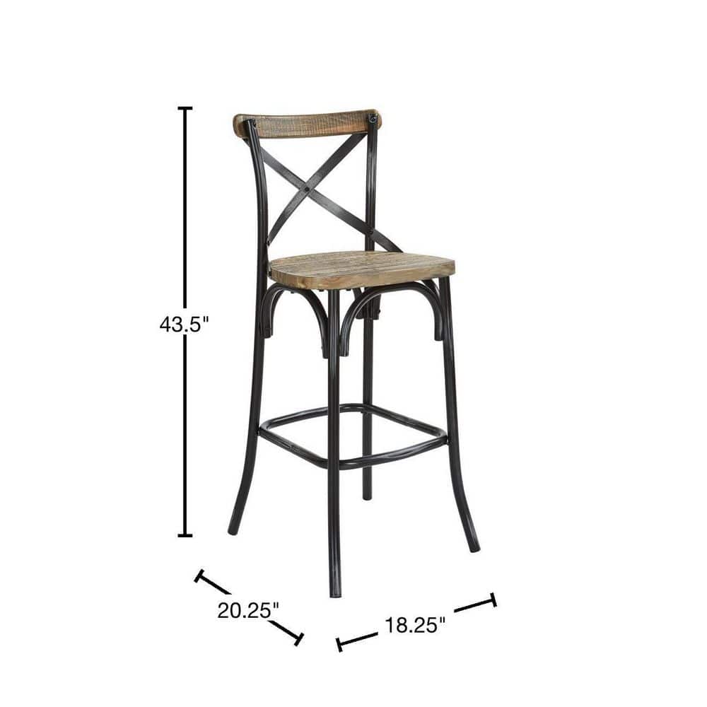 Antique Black 30" Adjustable Swivel Bar Stool with Wood Seat