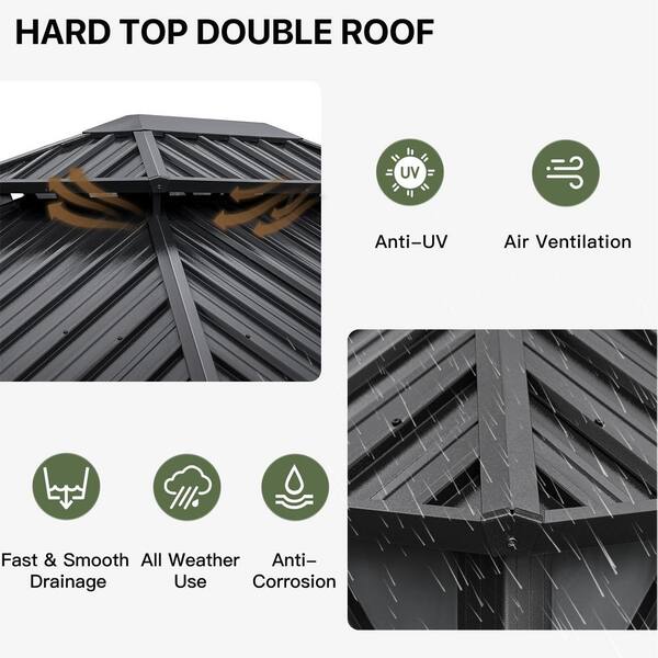 Sizzim 12 ft. x 10 ft. Outdoor Galvanized Steel Double Roof
