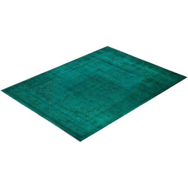 Overdyed Green 10 ft. 2 in. x 13 ft. 4 in. Wool Indoor Area Rug