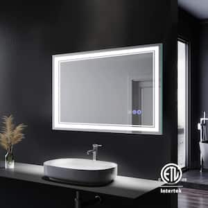 Evokor 24 x 32 inch LED Smart Bathroom Mirror with Lights, Anti Fog Lighted Vanity Mirror with Weather Time Wall Mounted, White/Warm/Natural Light