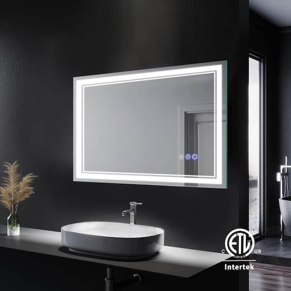 BBE 40 in. W x 28 in. H Rectangular Large Frameless Anti-Fog Bright Front LED Light Wall Mounted Bathroom Vanity Mirror