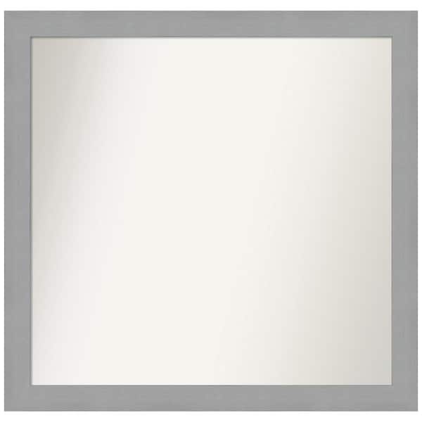 Amanti Art Medium Rectangle Brushed Nickel Contemporary Mirror (30.5 in. H x 31.5 in. W)