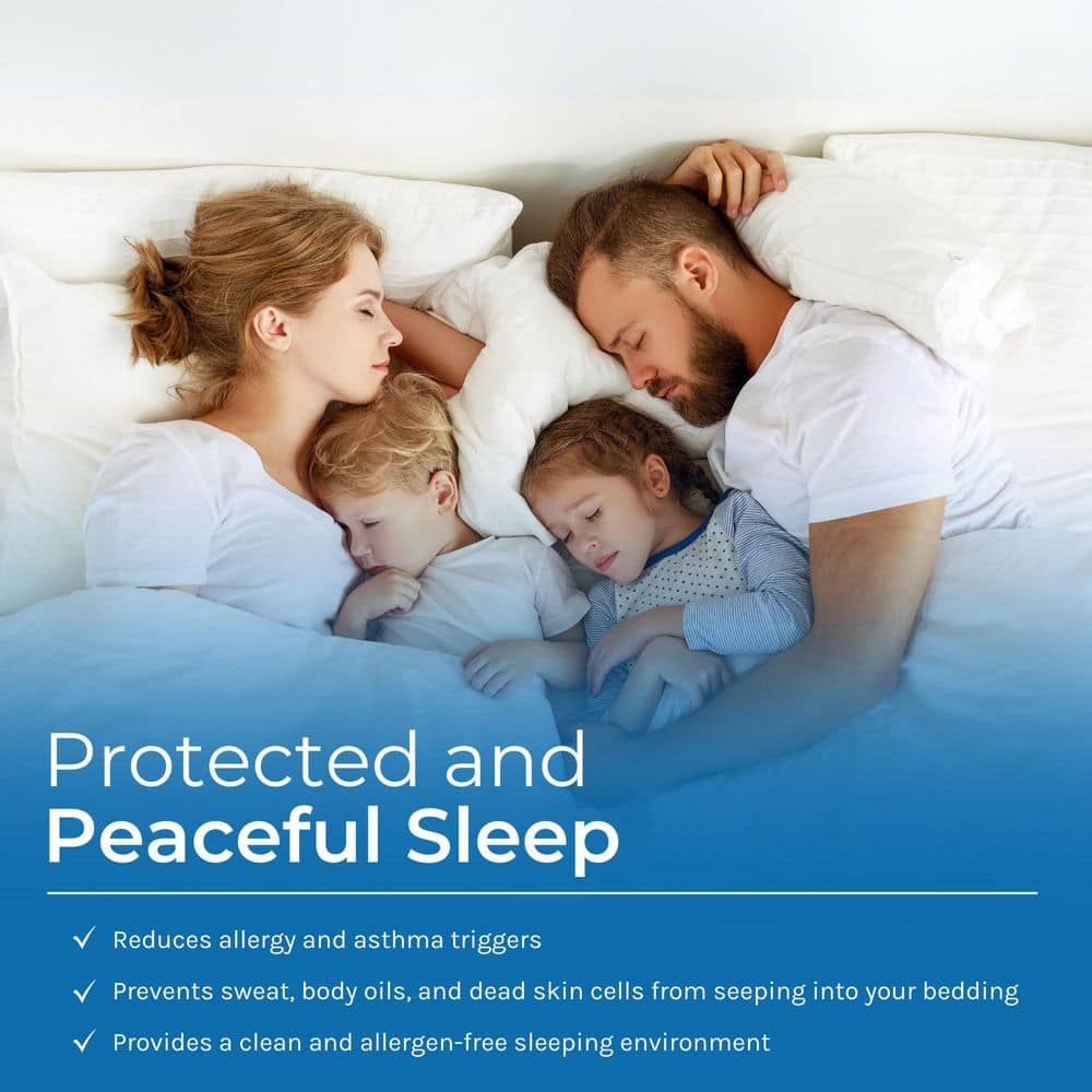 Premium Queen Size White Polyester Hypoallergenic Pillow Protector