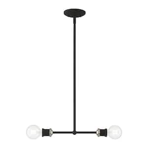 Lansdale 2-Light Black Linear Chandelier with Brushed Nickel Accents