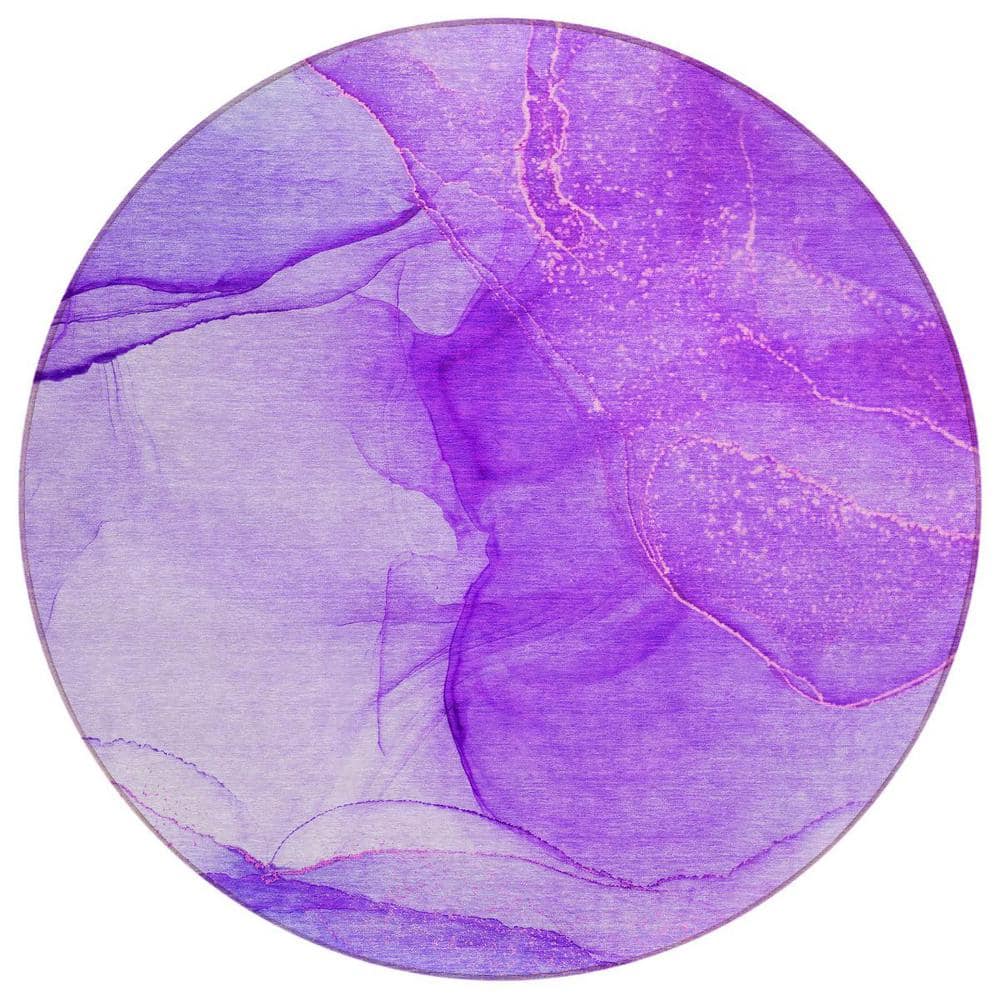 Purple 8 ft. Round Abstract Indoor / Outdoor Area Rug price history on PriceWatchPro